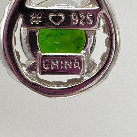 VTG Sterling Green Garnet & Cubic Zirconia Dangle Earrings Size 1" Length - Picture 7 of 9